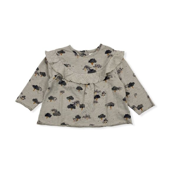 NWOT Play Up Portugal Organic Cotton Ruffle Top in Stone (9m) - Picture 1 of 9